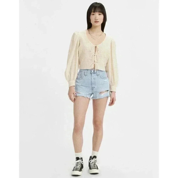 Levi's 501 Original High Rise Jean Denim Button Fly Shorts Light Wash Women’s - Picture 7 of 9